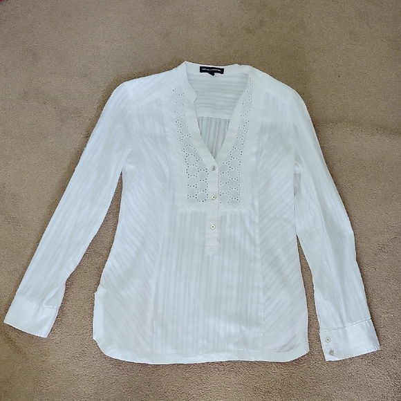 Express Tops - Express White Blouse with Eyelet Design